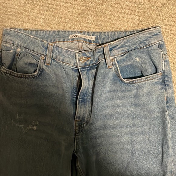 Zara Blue Straight Leg Jeans - Picture 3 of 5